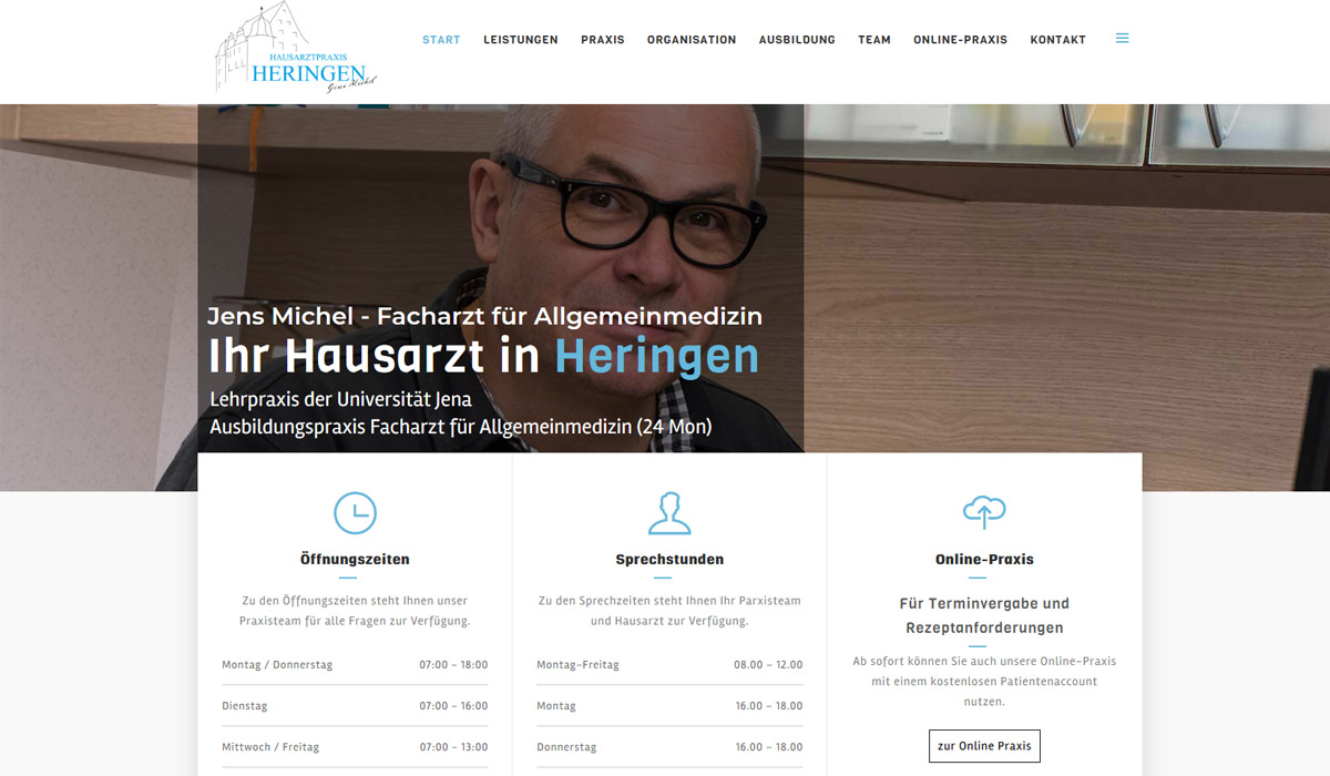 Webseite Hausarztpraxis Heringen Jens Michel Screpmedia Werbeagentur